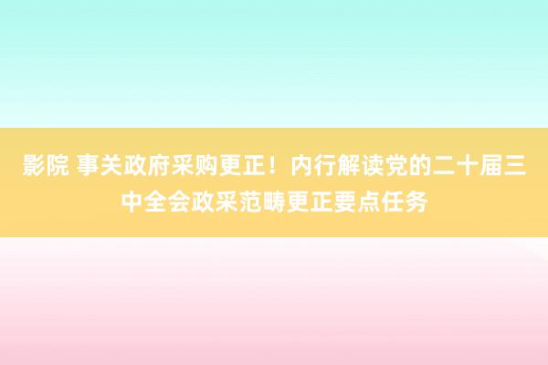 影院 事关政府采购更正！内行解读党的二十届三中全会政采范畴更正要点任务