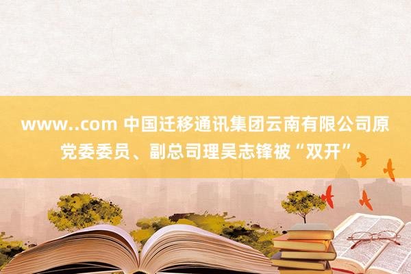 www..com 中国迁移通讯集团云南有限公司原党委委员、副总司理吴志锋被“双开”