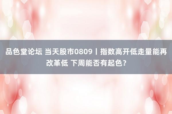 品色堂论坛 当天股市0809丨指数高开低走量能再改革低 下周能否有起色？