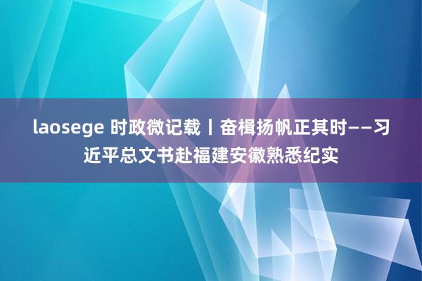 laosege 时政微记载丨奋楫扬帆正其时——习近平总文书赴福建安徽熟悉纪实